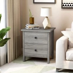 Aylin 2-Drawer Vintage Gray Nightstand by Furniture of America