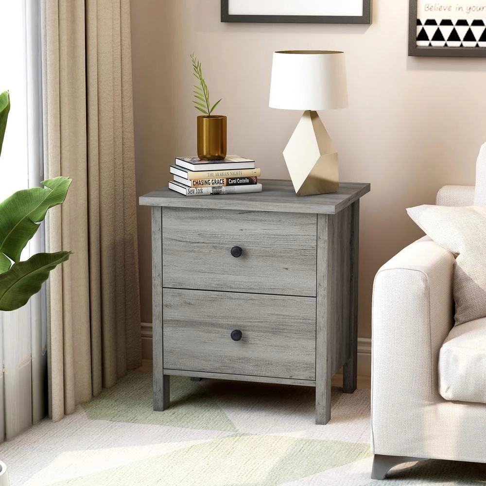 Aylin 2-Drawer Vintage Gray Nightstand by Furniture of America 1 Aylin 2-Drawer Vintage Gray Nightstand by Furniture of America