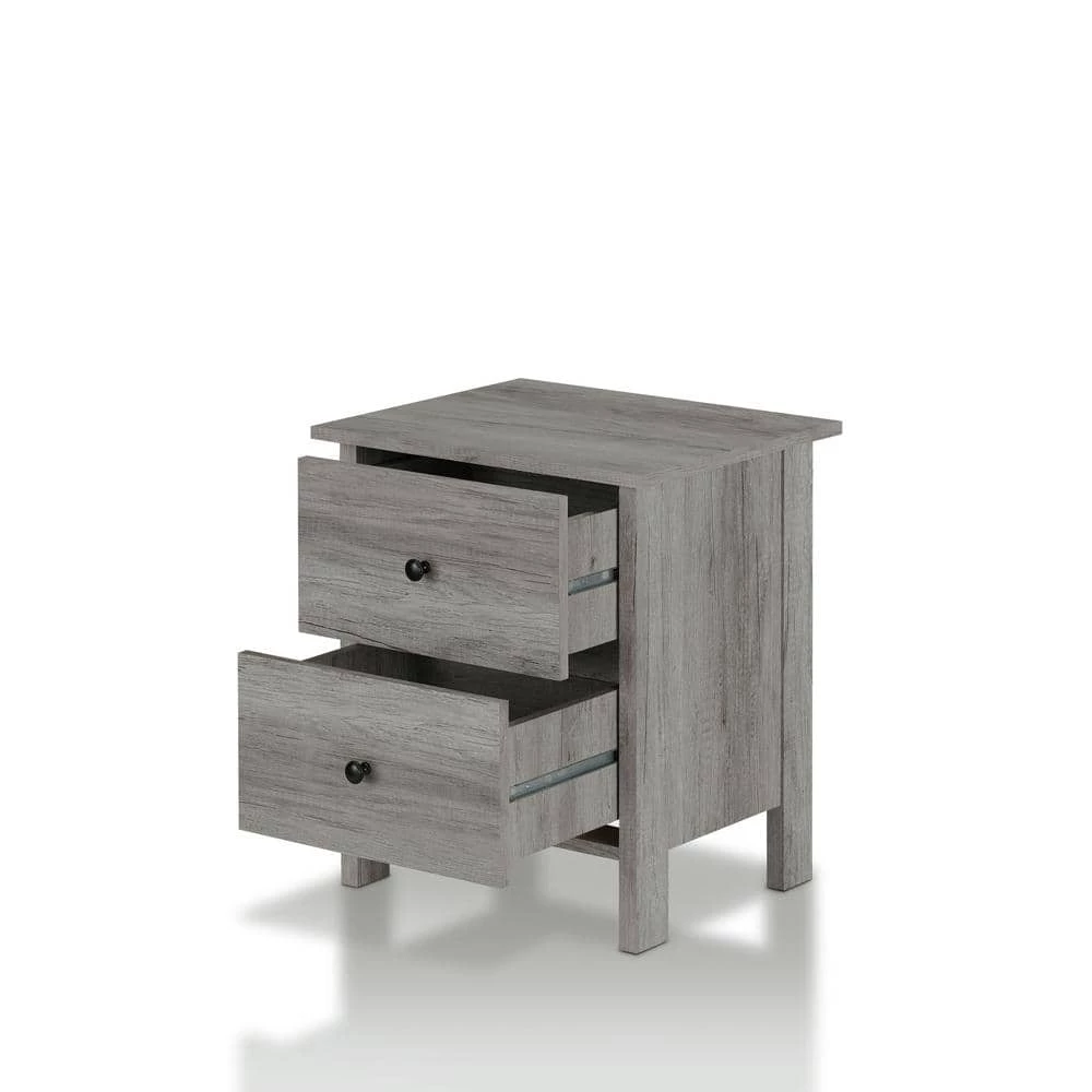 Aylin 2-Drawer Vintage Gray Nightstand by Furniture of America 3 Aylin 2-Drawer Vintage Gray Nightstand by Furniture of America - Image 3