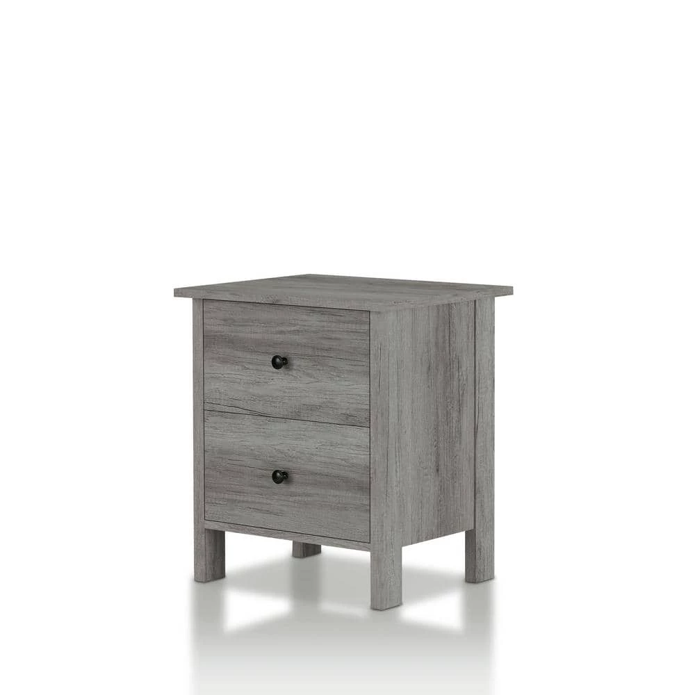 Aylin 2-Drawer Vintage Gray Nightstand by Furniture of America 2 Aylin 2-Drawer Vintage Gray Nightstand by Furniture of America - Image 2