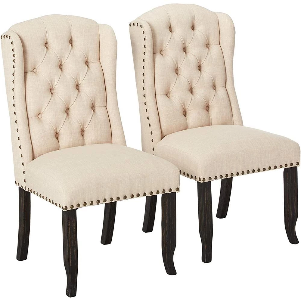 Anthus Beige Linen Wingback Side Chairs (Set of 2) by Furniture of America 1 Anthus Beige Linen Wingback Side Chairs (Set of 2) by Furniture of America