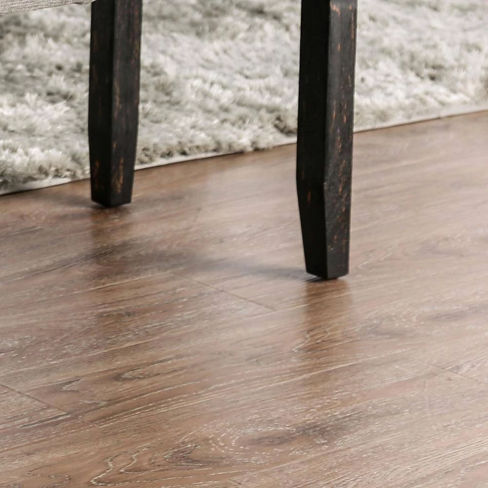 Lorcan Antique Black and Light Gray Upholstered Bench by Furniture of America 5 Lorcan Antique Black and Light Gray Upholstered Bench by Furniture of America - Image 5