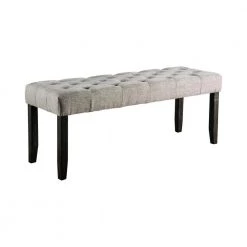 Lorcan Antique Black and Light Gray Upholstered Bench by Furniture of America