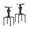 Wyette 30 in. Antique Black and Natural Tone Metal Swivel Bar Stool (Set of 2) by Furniture of America
