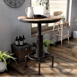 Wyette 42 in. Antique Black and Natural Tone Metal Bar Table by Furniture of America -Furniture of America Sales Store antique black and natural tone furniture of america bar tables idf 3367bt 31 1000
