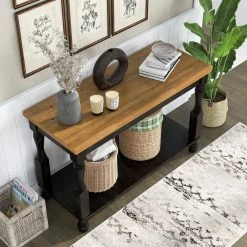 Heavenly 47 in. Antique Black and Oak Rectangle Console Table with Open Shelf by Furniture of America -Furniture of America Sales Store antique black and oak furniture of america console tables idf 4908a s 1f 1000