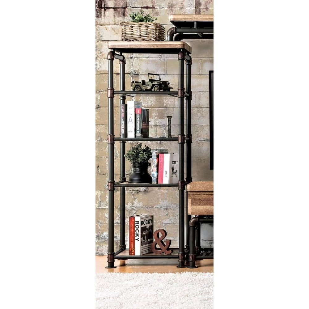 62.5 in. Antique Black Metal 5-shelf Etagere Bookcase with Open Back by Furniture of America 6 62.5 in. Antique Black Metal 5-shelf Etagere Bookcase with Open Back by Furniture of America - Image 6