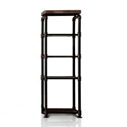 62.5 in. Antique Black Metal 5-shelf Etagere Bookcase with Open Back by Furniture of America
