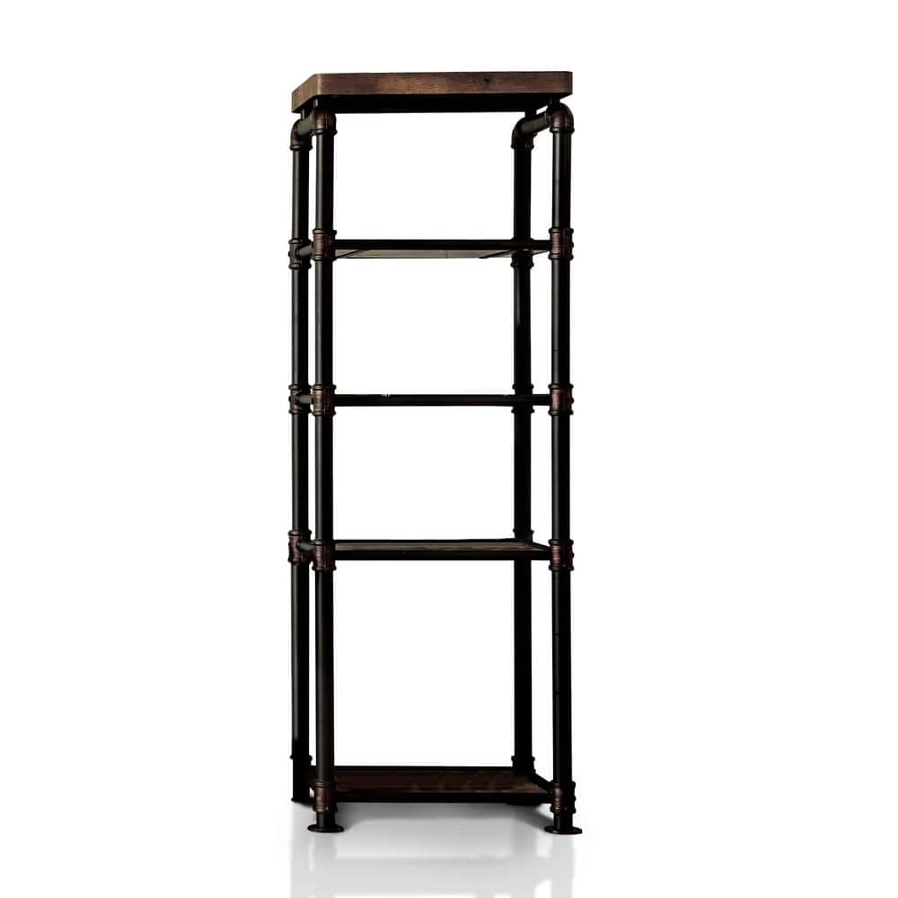 62.5 in. Antique Black Metal 5-shelf Etagere Bookcase with Open Back by Furniture of America 1 62.5 in. Antique Black Metal 5-shelf Etagere Bookcase with Open Back by Furniture of America
