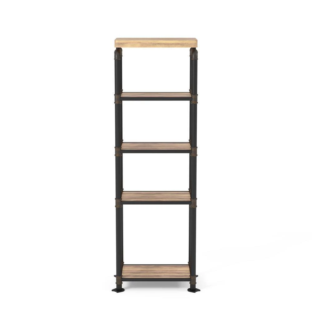 62.5 in. Antique Black Metal 5-shelf Etagere Bookcase with Open Back by Furniture of America 3 62.5 in. Antique Black Metal 5-shelf Etagere Bookcase with Open Back by Furniture of America - Image 3