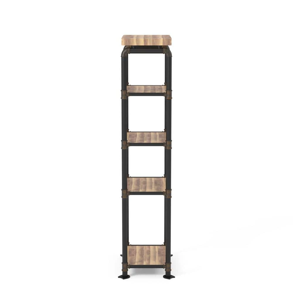 62.5 in. Antique Black Metal 5-shelf Etagere Bookcase with Open Back by Furniture of America 2 62.5 in. Antique Black Metal 5-shelf Etagere Bookcase with Open Back by Furniture of America - Image 2