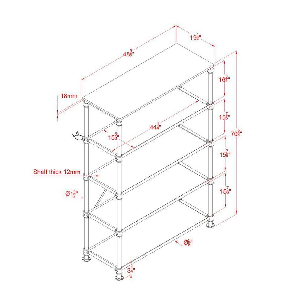 Kwok 70.63 in. Antique Black 5-Shelf Accent Bookcase by Furniture of America 4 Kwok 70.63 in. Antique Black 5-Shelf Accent Bookcase by Furniture of America - Image 4