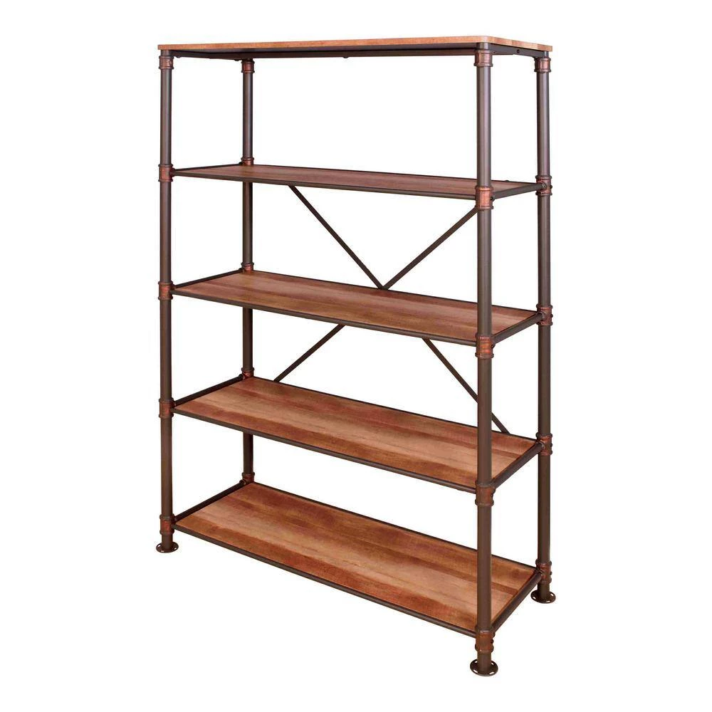 Kwok 70.63 in. Antique Black 5-Shelf Accent Bookcase by Furniture of America 2 Kwok 70.63 in. Antique Black 5-Shelf Accent Bookcase by Furniture of America - Image 2