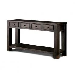 Alexis 64 in. Antique Black Standard Rectangle Wood Console Table with 4-Drawers by Furniture of America