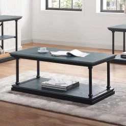 Blue River 47.25 in. Antique Blue and Black Coffee Table by Furniture of America -Furniture of America Sales Store antique blue and black furniture of america coffee tables idf 4565bl c c3 1000