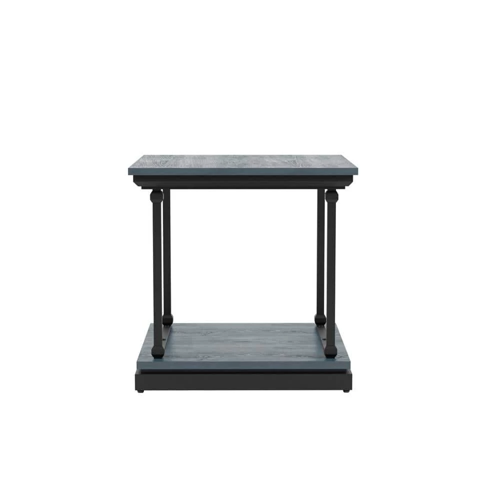 Blue River 23.63 in. Antique Blue and Black Square Wooden End Table by Furniture of America 1 Blue River 23.63 in. Antique Blue and Black Square Wooden End Table by Furniture of America