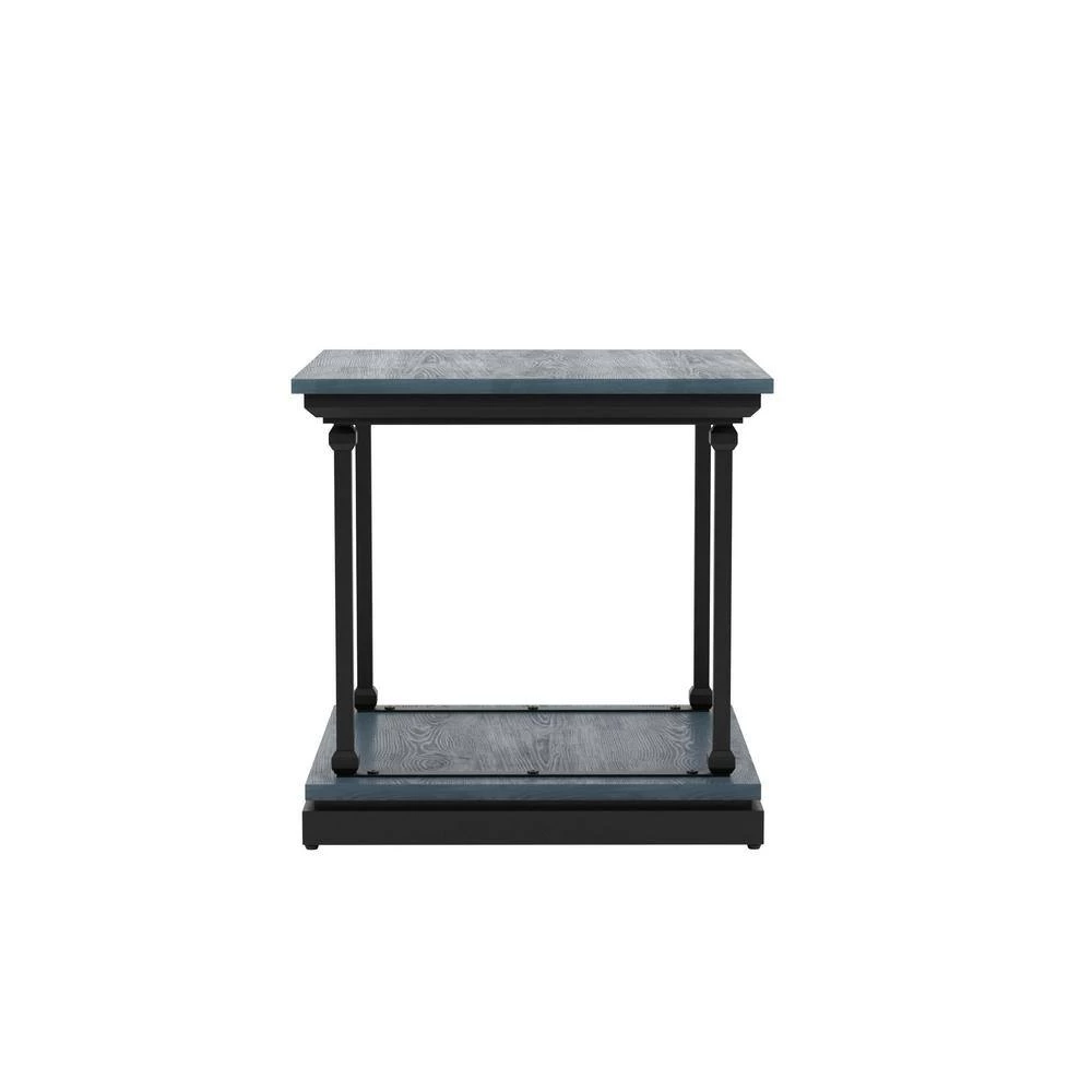 Blue River 23.63 in. Antique Blue and Black Square Wooden End Table by Furniture of America 2 Blue River 23.63 in. Antique Blue and Black Square Wooden End Table by Furniture of America - Image 2