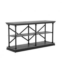 Blue River 59 in. Antique Gray and Black Rectangle Wooden Console Table by Furniture of America