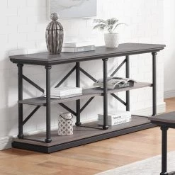 Blue River 59 in. Antique Gray and Black Rectangle Wooden Console Table by Furniture of America -Furniture of America Sales Store antique gray and black furniture of america console tables idf 4565gy s c3 1000