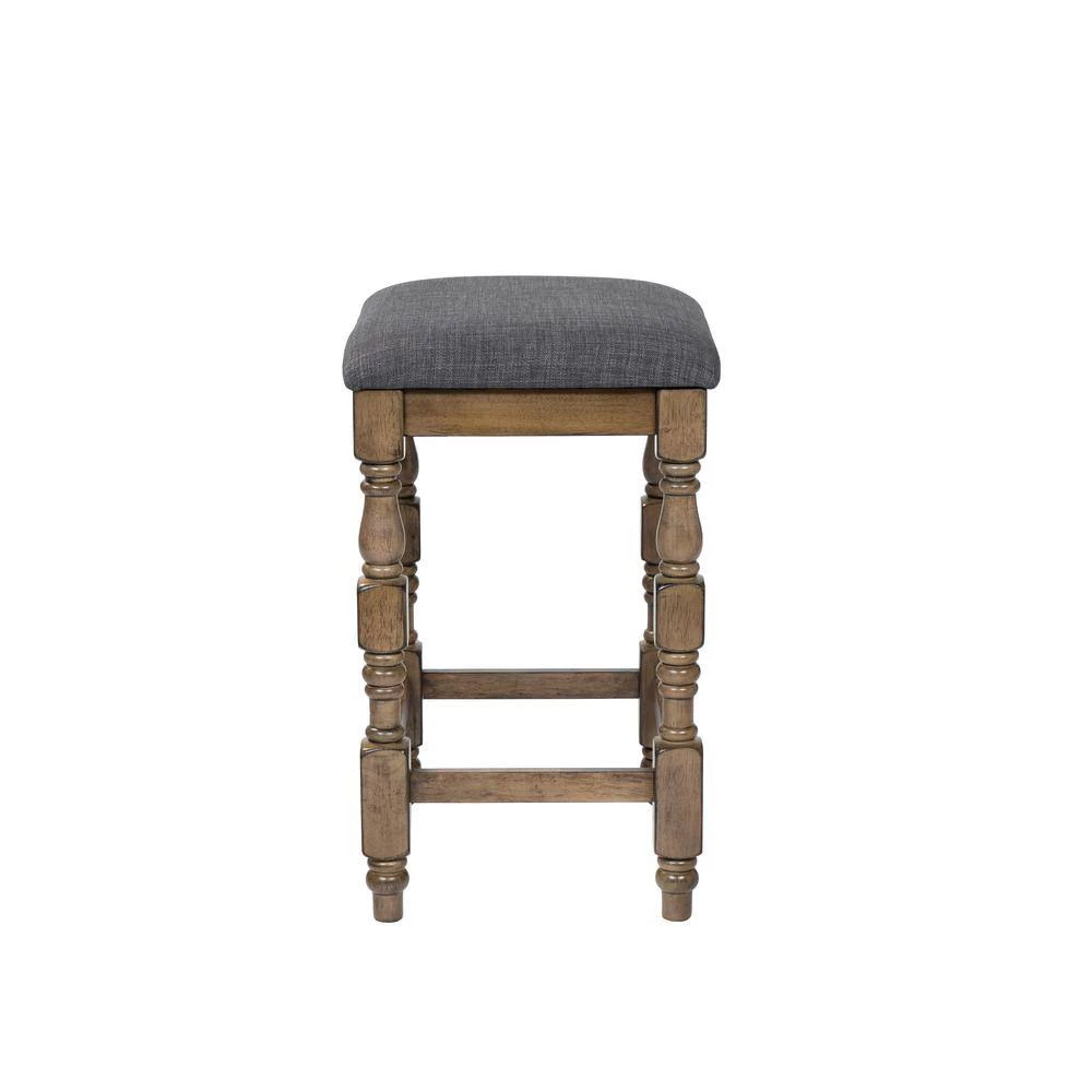 Steinart 26.25 in. Antique Oak and Dark Gray Backless Wooden Bar Stool (Set of 2) by Furniture of America 2 Steinart 26.25 in. Antique Oak and Dark Gray Backless Wooden Bar Stool (Set of 2) by Furniture of America - Image 2