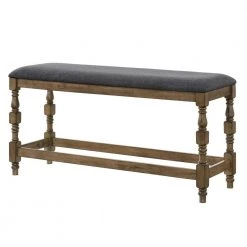 Steinart Antique Oak and Dark Gray Counter Height Bench by Furniture of America