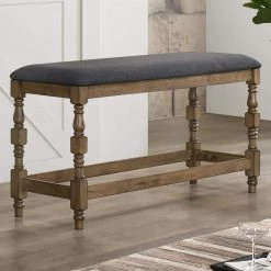 Steinart Antique Oak and Dark Gray Counter Height Bench by Furniture of America -Furniture of America Sales Store antique oak and dark gray furniture of america dining benches idf 3979a pbn c3 1000