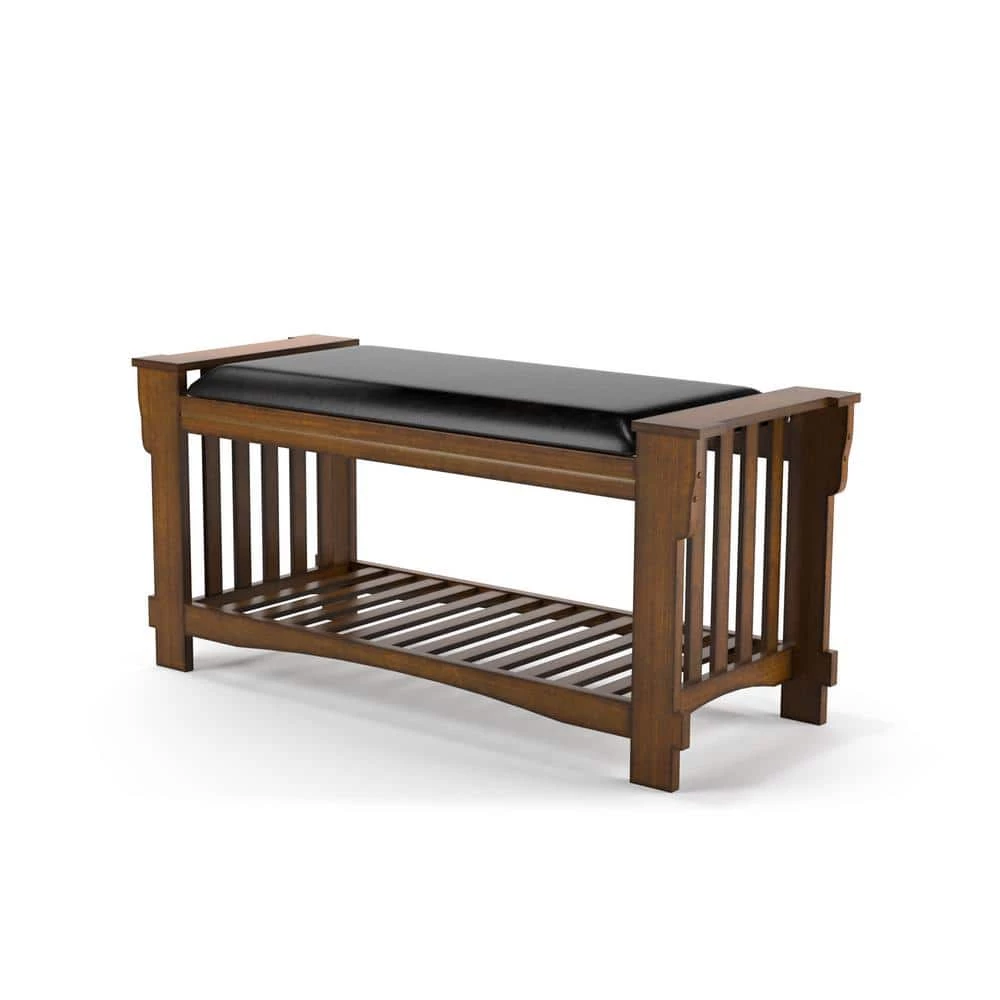 Baratheon 21.5 in. H Antique Oak Wood Padded Storage Bench by Furniture of America 1 Baratheon 21.5 in. H Antique Oak Wood Padded Storage Bench by Furniture of America