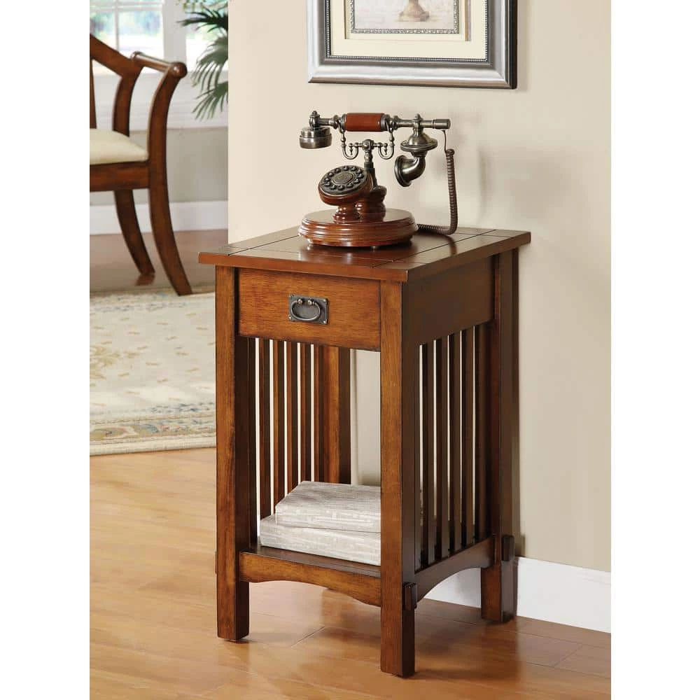 Tatum Antique Oak Single Drawer Side Table by Furniture of America 8 Tatum Antique Oak Single Drawer Side Table by Furniture of America - Image 8