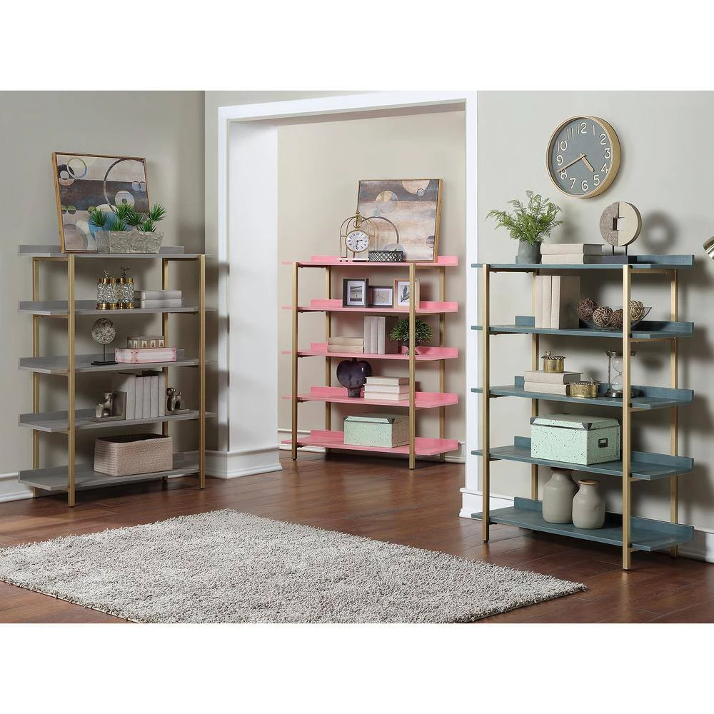 Genesis 57 in. Antique Pink 5-Shelf Contemporary Open Bookcase by Furniture of America 5 Genesis 57 in. Antique Pink 5-Shelf Contemporary Open Bookcase by Furniture of America - Image 5