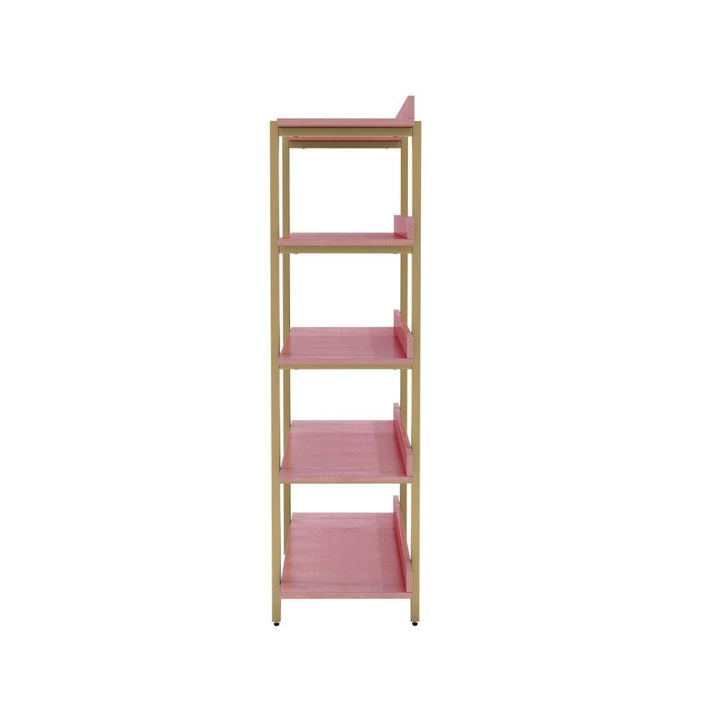 Genesis 57 in. Antique Pink 5-Shelf Contemporary Open Bookcase by Furniture of America 2 Genesis 57 in. Antique Pink 5-Shelf Contemporary Open Bookcase by Furniture of America - Image 2