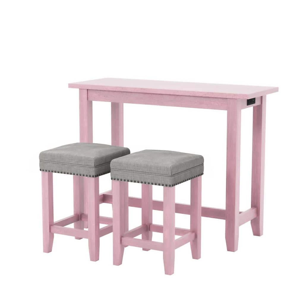 Dremmend 3-Piece Antique Pink Counter Height Table Set by Furniture of America 3 Dremmend 3-Piece Antique Pink Counter Height Table Set by Furniture of America - Image 3