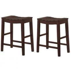 Whitcombe 24 in. Antique Red Backless Wood Bar Stool (Set of 2) by Furniture of America