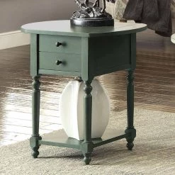 Durrie 25 in. Antique Teal Rectangle Wood Side Table with Drop-Leaf by Furniture of America -Furniture of America Sales Store antique teal furniture of america end side tables idf ac166tl 31 1000