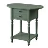 Durrie 25 in. Antique Teal Rectangle Wood Side Table with Drop-Leaf by Furniture of America