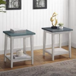 Defara 24 in. White and Blue 1-Shelf Side Table by Furniture of America -Furniture of America Sales Store antique white and antique blue furniture of america end side tables idf ac361bl 31 1000
