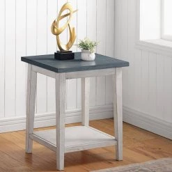 Defara 24 in. White and Blue 1-Shelf Side Table by Furniture of America -Furniture of America Sales Store antique white and antique blue furniture of america end side tables idf ac361bl c3 1000