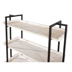 Fitzwallace 72 in. Antique White and Black 5-Layer Wood Shelf by Furniture of America -Furniture of America Sales Store antique white and black furniture of america bookcases bookshelves idf ac318wh 44 1000