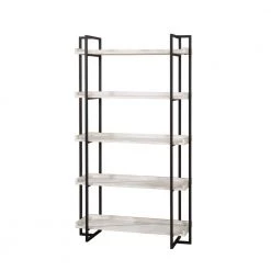 Fitzwallace 72 in. Antique White and Black 5-Layer Wood Shelf by Furniture of America