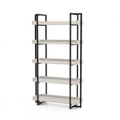 Fitzwallace 72 in. Antique White and Black 5-Layer Wood Shelf by Furniture of America -Furniture of America Sales Store antique white and black furniture of america bookcases bookshelves idf ac318wh c3 1000