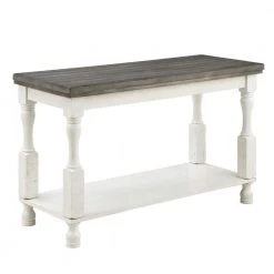 Heavenly 47.5 in. Antique White and Gray Rectangle Wood Console Table with 1-Shelf by Furniture of America