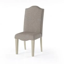 Larkin Antique White Nailhead Trim Upholstered Dining Chair (Set of 2) by Furniture of America