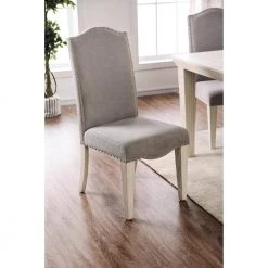 Larkin Antique White Nailhead Trim Upholstered Dining Chair (Set of 2) by Furniture of America -Furniture of America Sales Store antique white and gray furniture of america dining chairs idf 3630sc c3 1000
