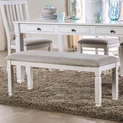 Ely Antique White and Light Gray Dining Bench (18.5 in. H x 45 in. W x 16 in. D) by Furniture of America -Furniture of America Sales Store antique white and light gray furniture of america dining benches idf 3194bn 31 1000