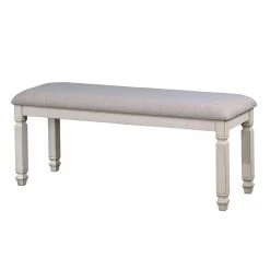 Ely Antique White and Light Gray Dining Bench (18.5 in. H x 45 in. W x 16 in. D) by Furniture of America