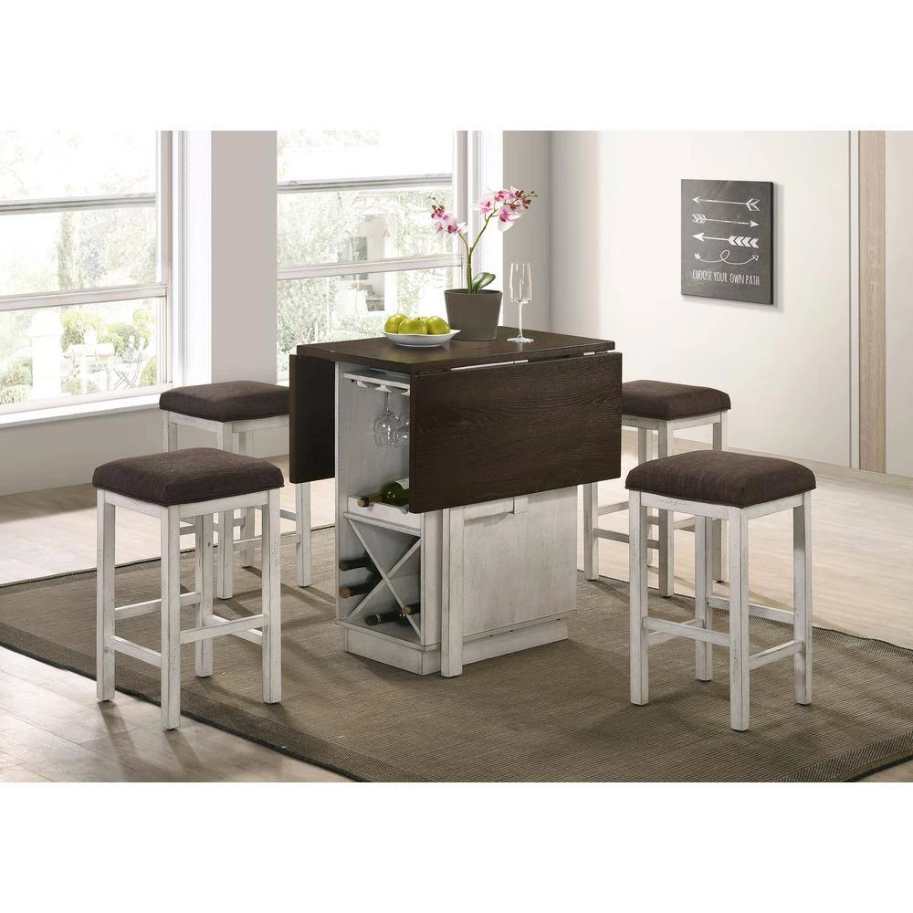 Tryste 26 in. Dark Walnut and Antique White Wood Counter Height Stools (Set of 2) by Furniture of America 7 Tryste 26 in. Dark Walnut and Antique White Wood Counter Height Stools (Set of 2) by Furniture of America - Image 7