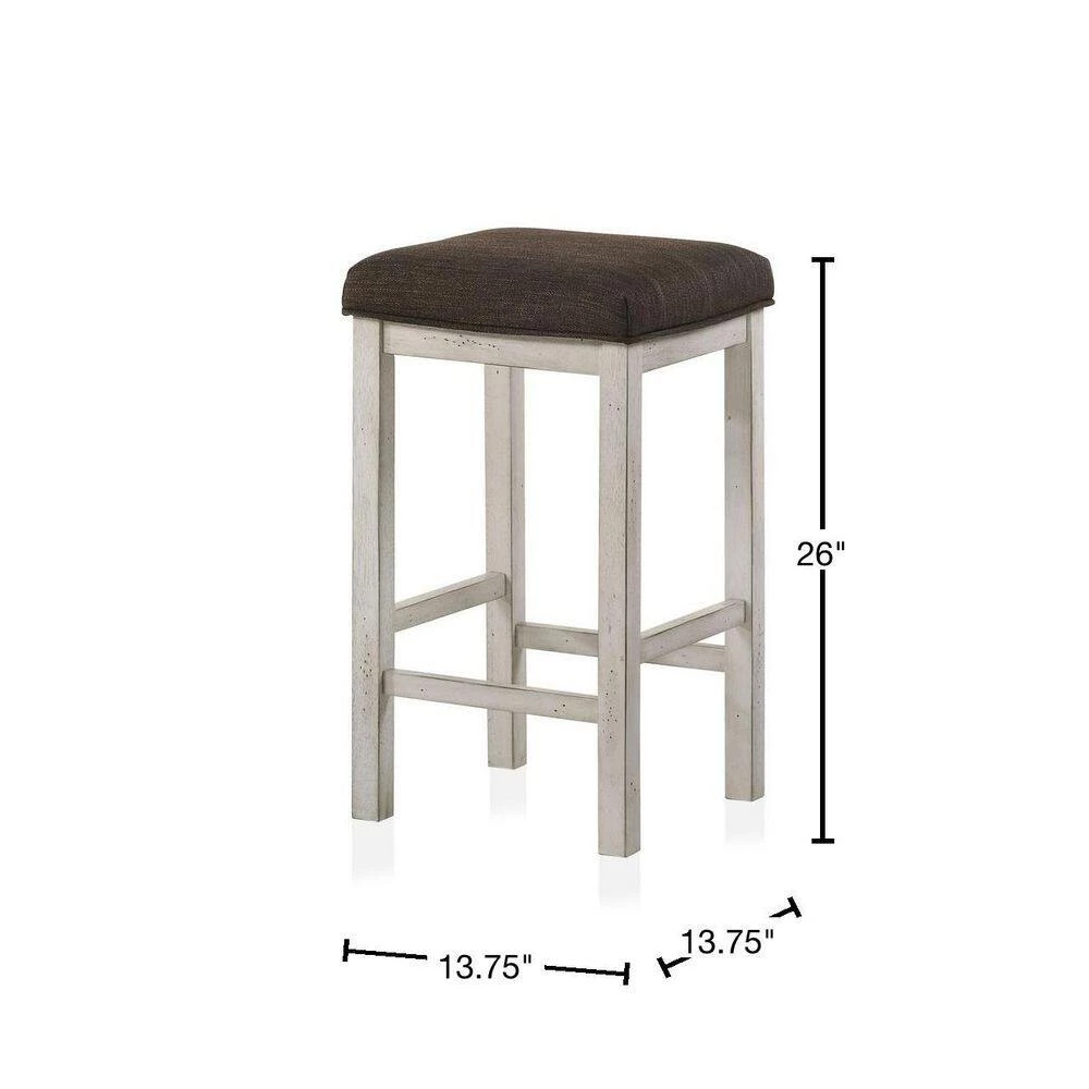 Tryste 26 in. Dark Walnut and Antique White Wood Counter Height Stools (Set of 2) by Furniture of America 3 Tryste 26 in. Dark Walnut and Antique White Wood Counter Height Stools (Set of 2) by Furniture of America - Image 3