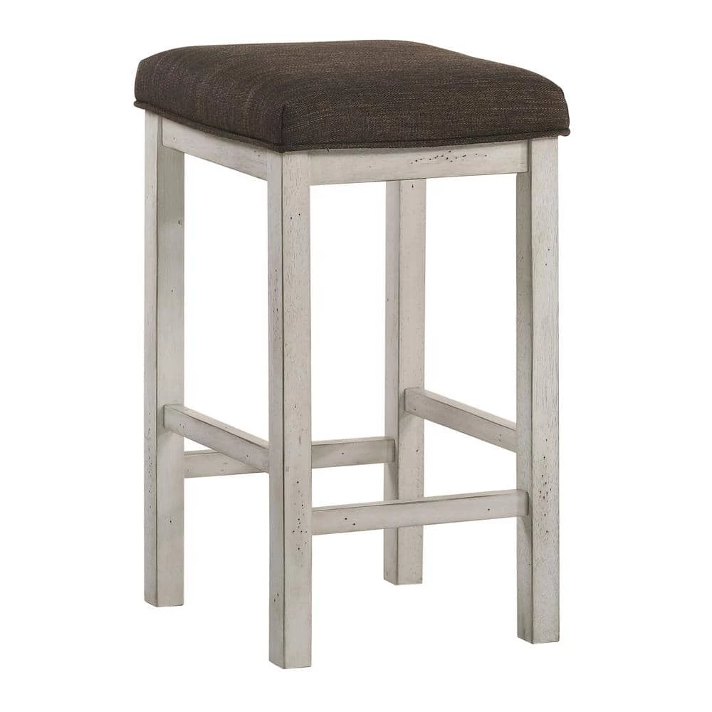 Tryste 26 in. Dark Walnut and Antique White Wood Counter Height Stools (Set of 2) by Furniture of America 1 Tryste 26 in. Dark Walnut and Antique White Wood Counter Height Stools (Set of 2) by Furniture of America