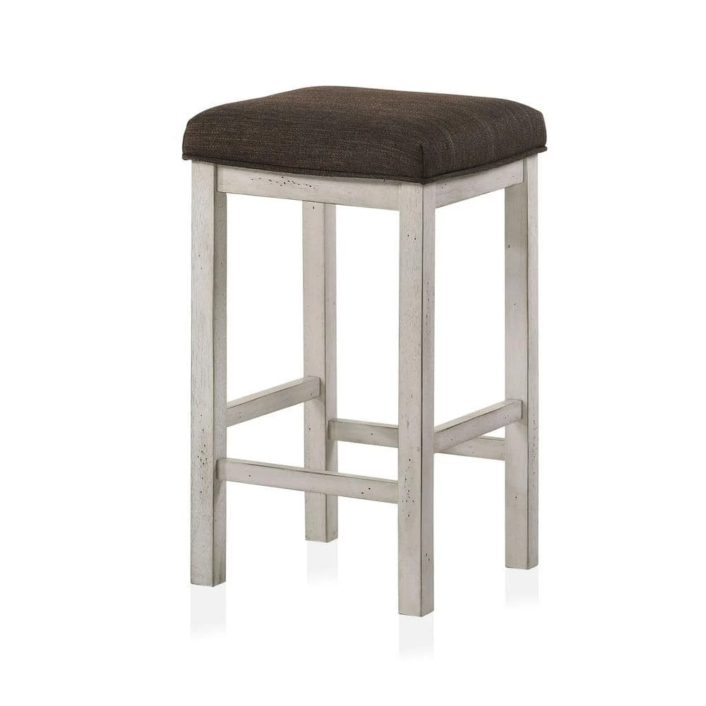 Tryste 26 in. Dark Walnut and Antique White Wood Counter Height Stools (Set of 2) by Furniture of America 4 Tryste 26 in. Dark Walnut and Antique White Wood Counter Height Stools (Set of 2) by Furniture of America - Image 4