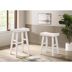 Renata Antique White 29 in. H Rubber Wood Bar Stool (Set of 2) by Furniture of America -Furniture of America Sales Store antique white furniture of america bar stools idf br366aw 31 1000