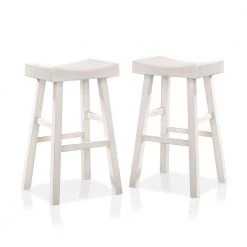 Renata Antique White 29 in. H Rubber Wood Bar Stool (Set of 2) by Furniture of America